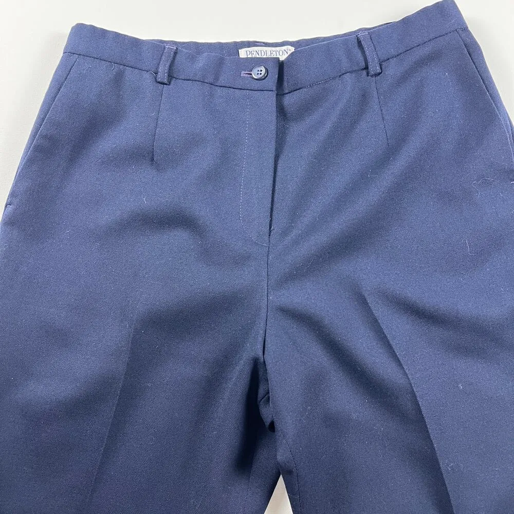 Pendleton  Virgin Wool Flat Front Fully Lined Navy Blue Dress Pants Size 10 - Image 3