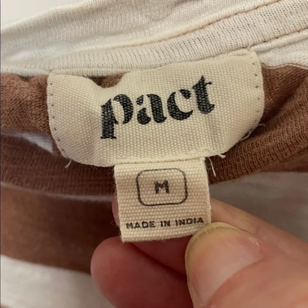 Pact  Organic Cotton Tan Stripe Twist Back Top Medium - Image 4
