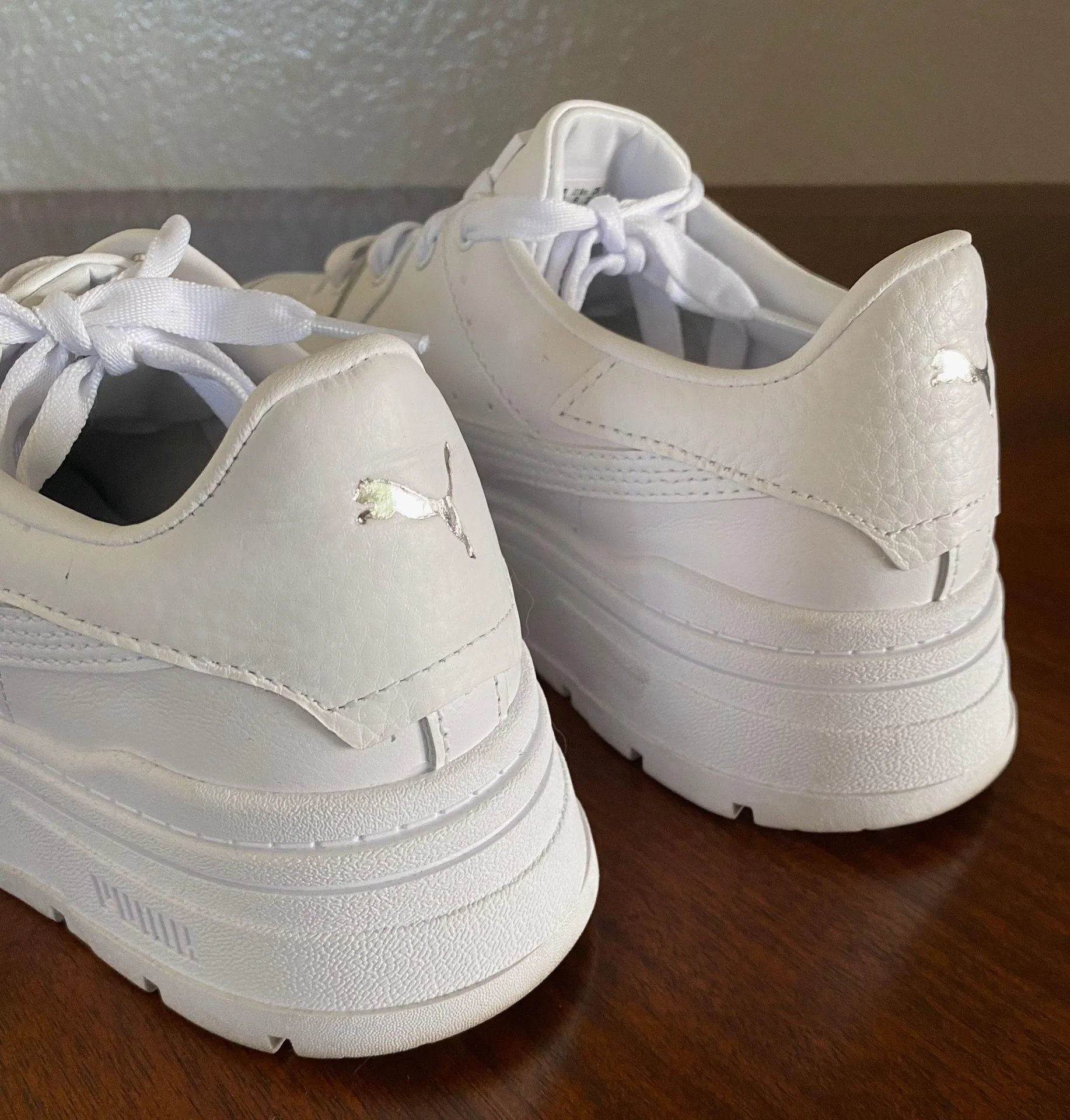 Puma mayze stacked platform women’s 8 white leather - Image 6