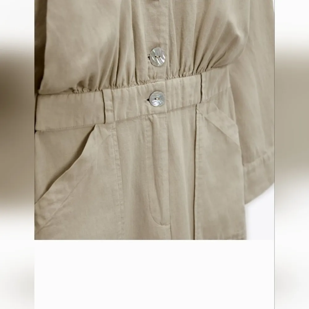 ZARA LINEN BLEND LONG JUMPSUIT SAND - REF 3211/716 - Image 2