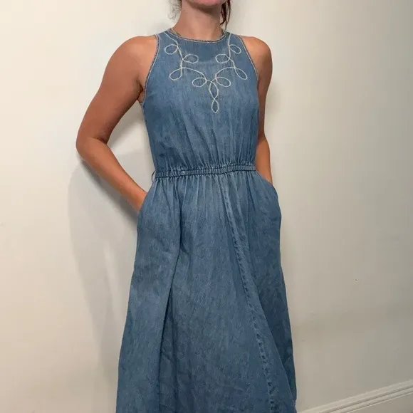 Vintage Oscar de‎ la Renta Jean Dress for Saks Fifth Avenue • Size Medium - Image 7