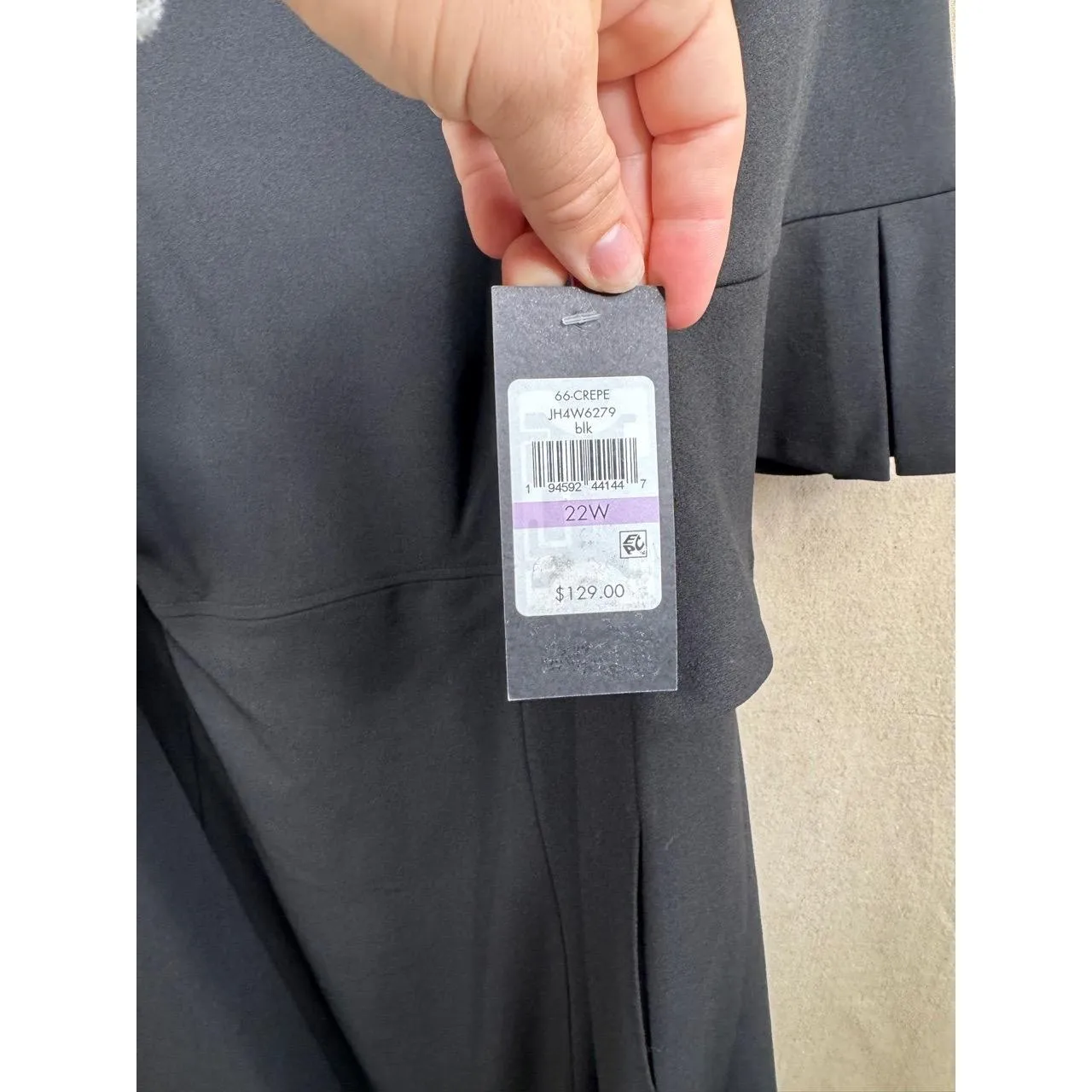 Jessica Howard Dress Womens 22W Black Short Bell Sleeve Pleated Mini - Image 5