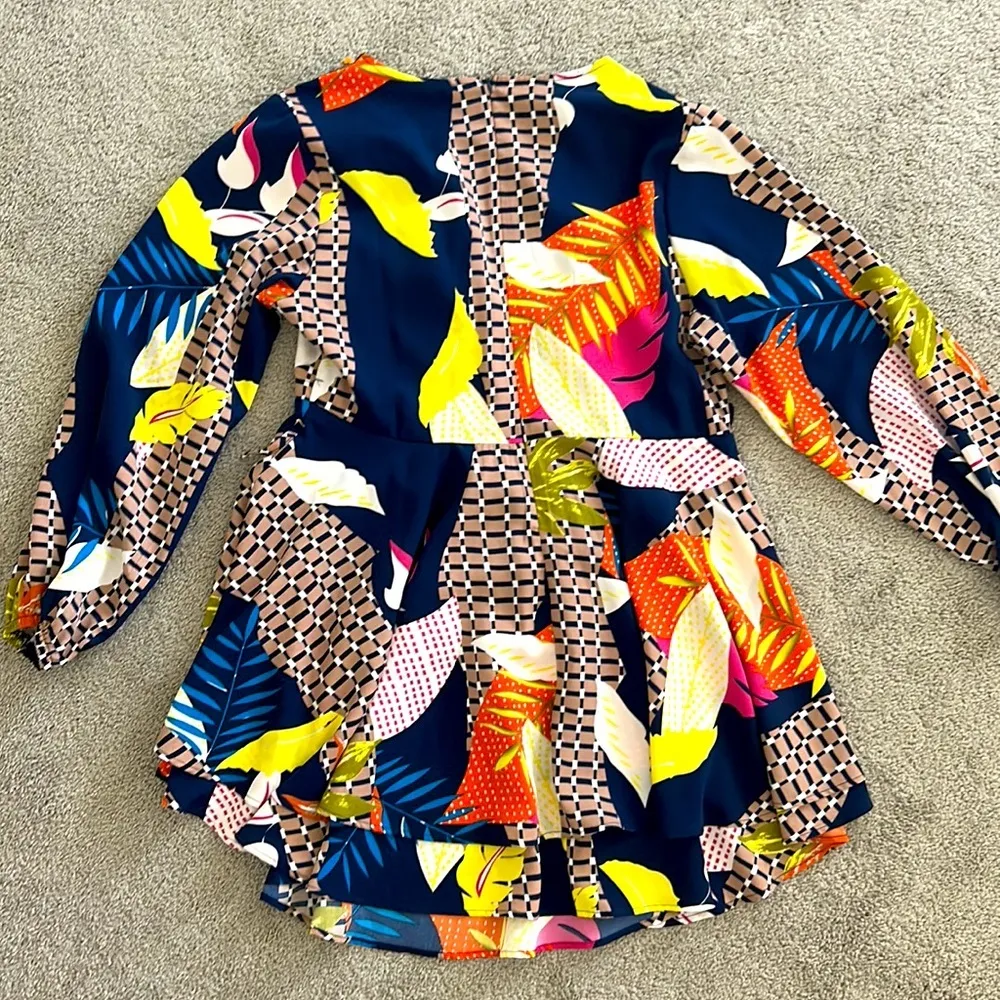 Tropical Leaf Print Dress Size L - Image 3