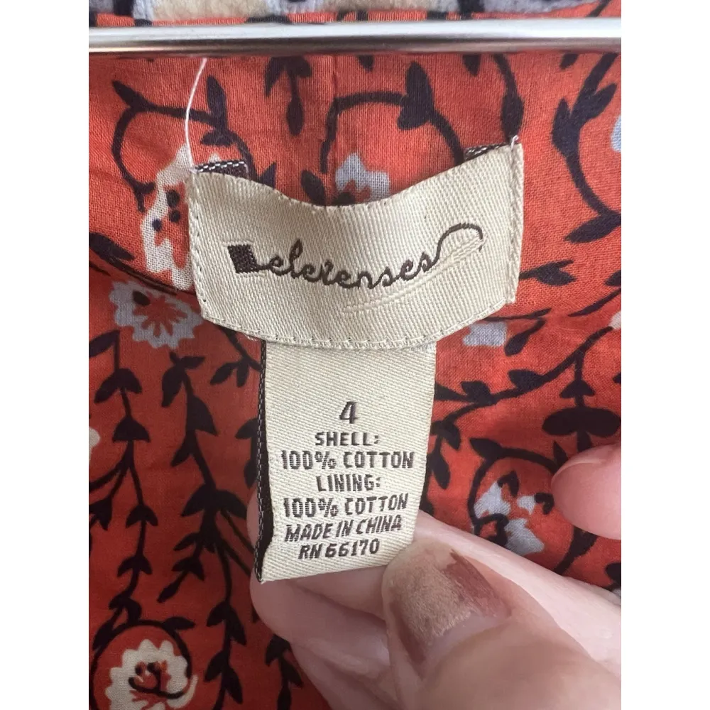 Anthropologie Elevenses 70’s Style Hippie Floral Velour Top Womens Size 4 Cotton - Image 2