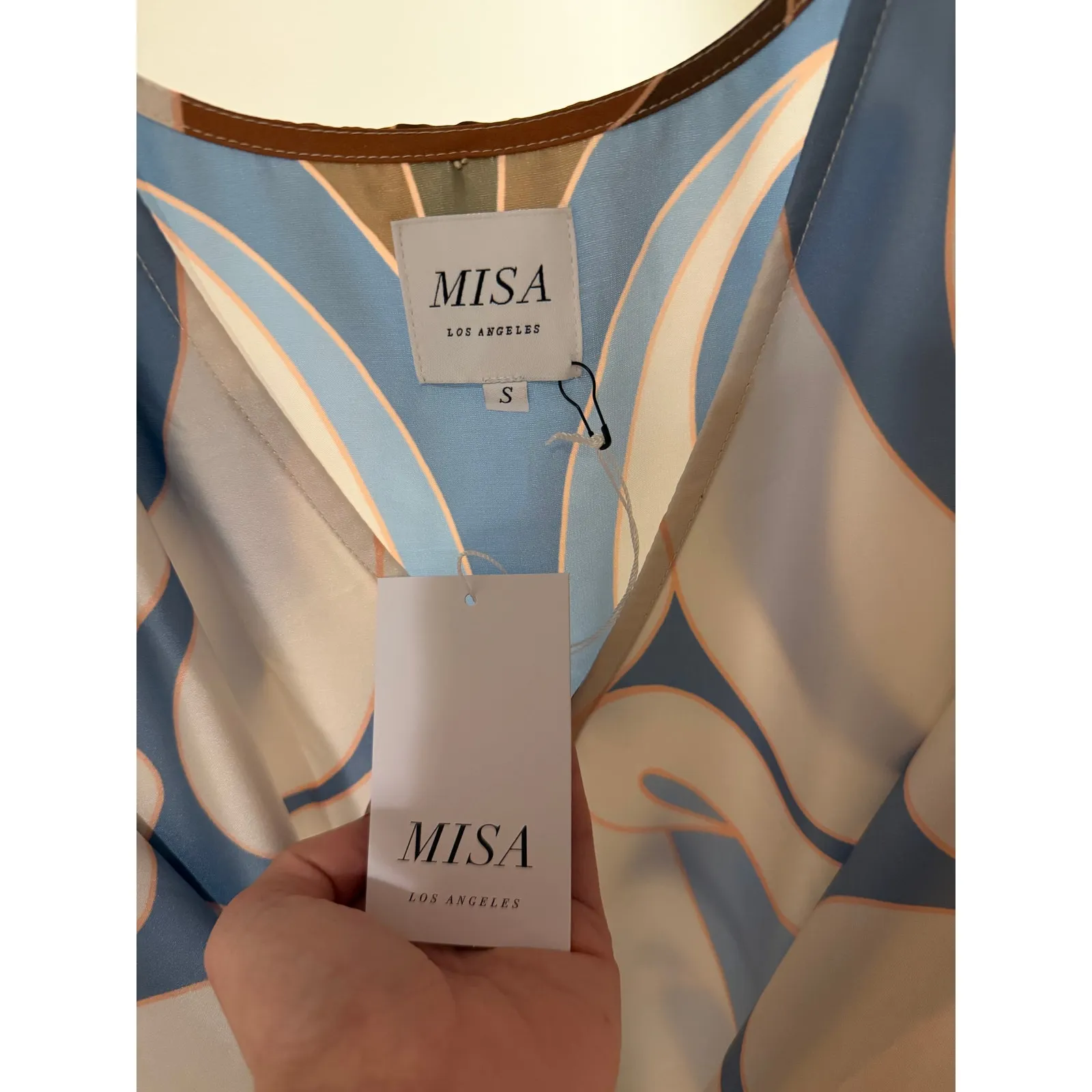 NEW MISA Los Angeles Kim Midi Dress Womens Small Retro Resort Wrap Vacation Chic - Image 7