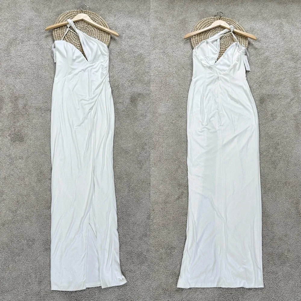 NWT Katie May Los Angeles Brittany Gown Maxi Dress Party Silver Dusted Ivory M - Image 4