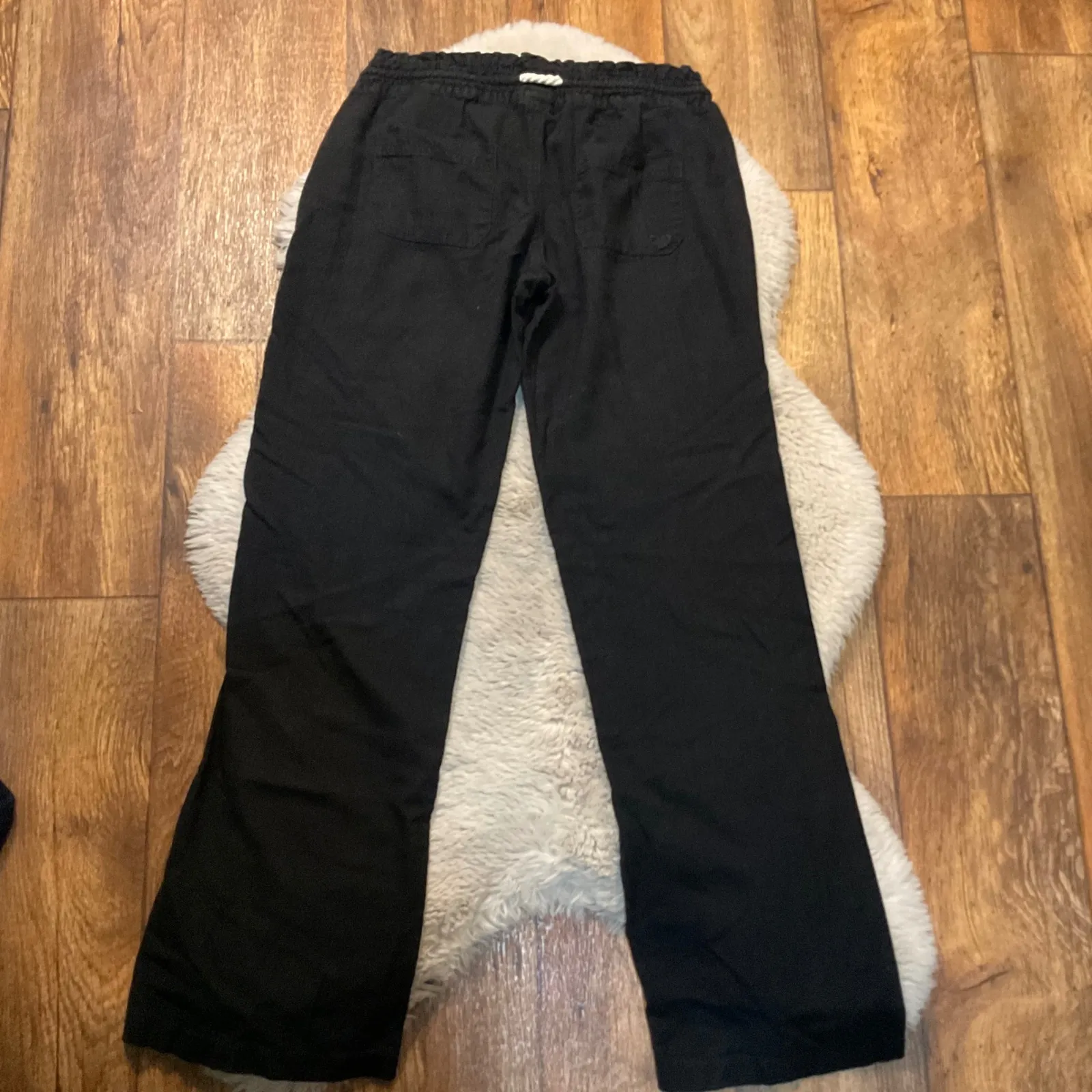 Roxy Pants Size Small Black Linen Blend Drawstring Waist Womens - Image 8