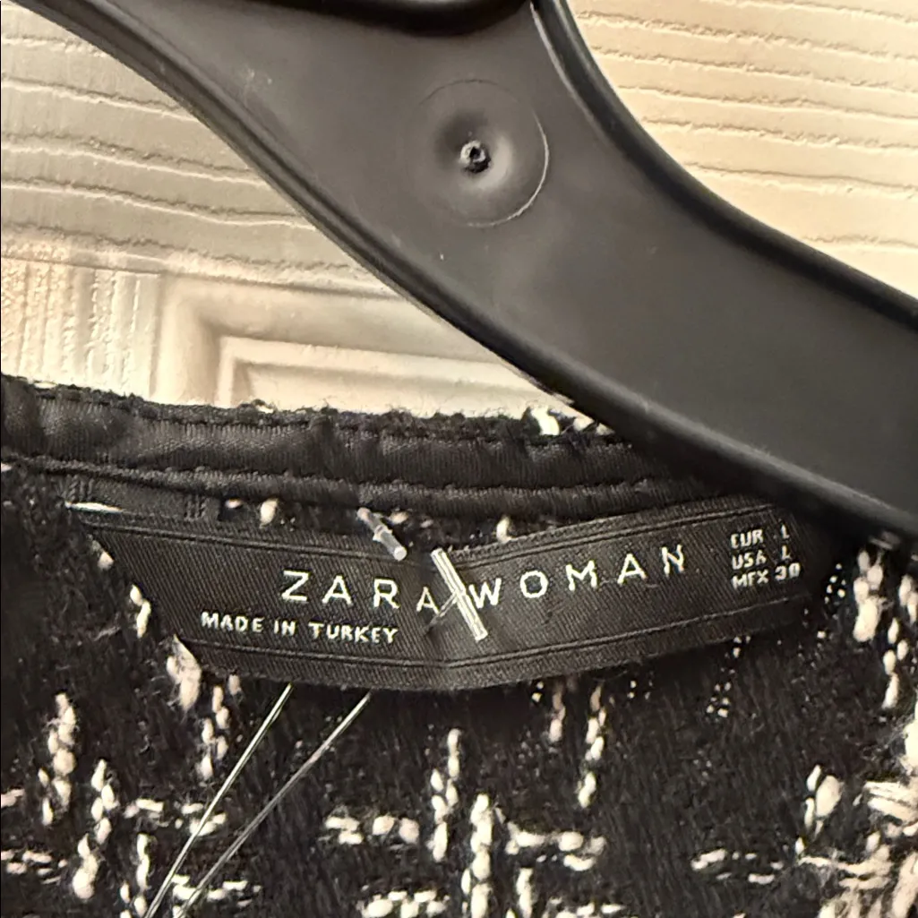 Zara Black and White Tweed Blouse - Image 2