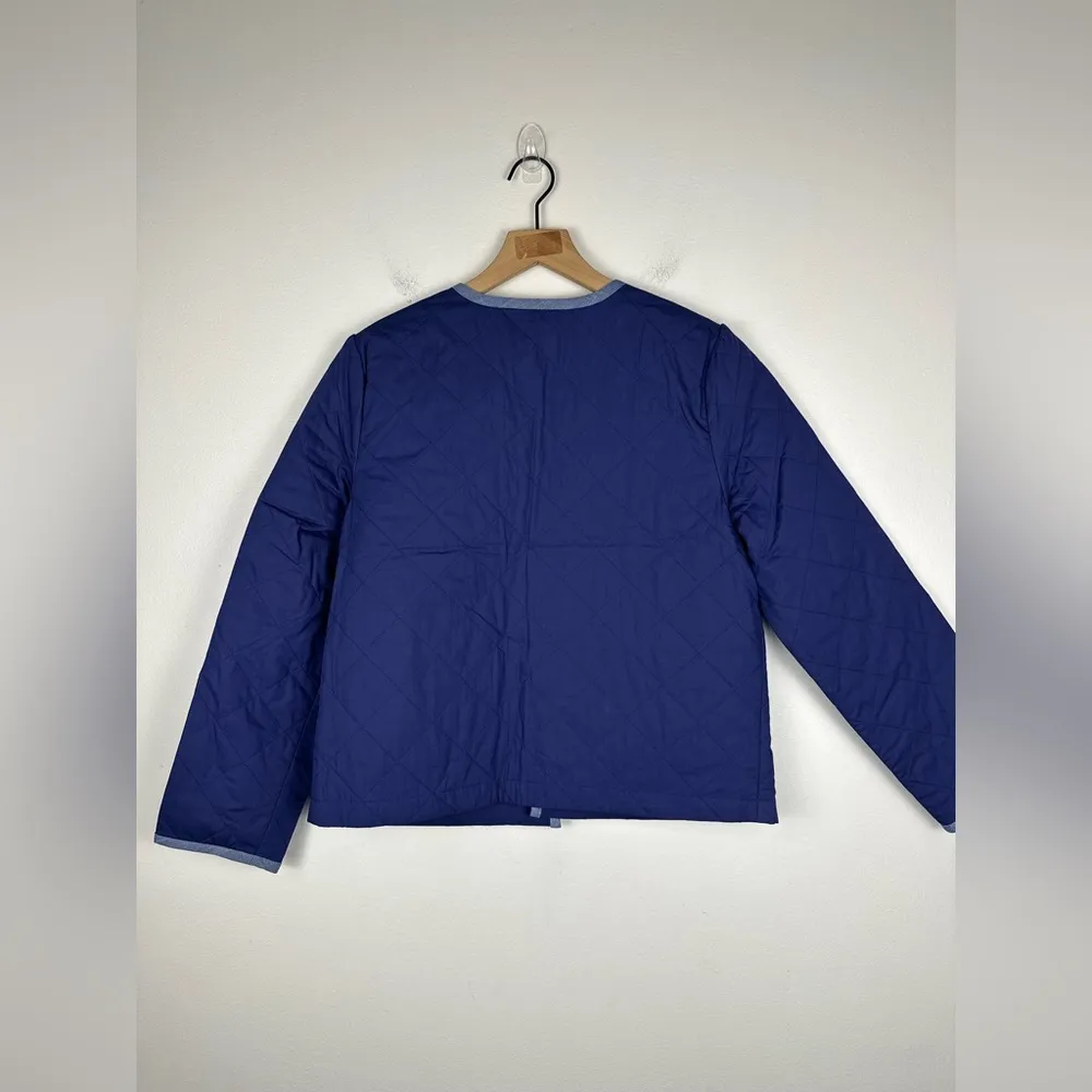 Untuckit for Her Leslie Quilted 100% Cotton Jacket Navy Blue Blazer Sz M NWT Size M - Image 7