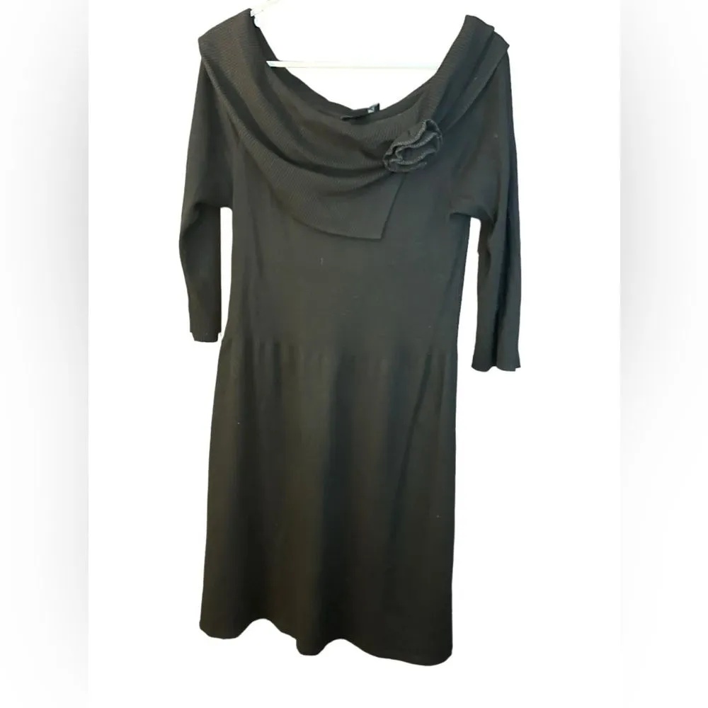 White House Black Market	Women's Black Cowl Neck  Dress - Image 5