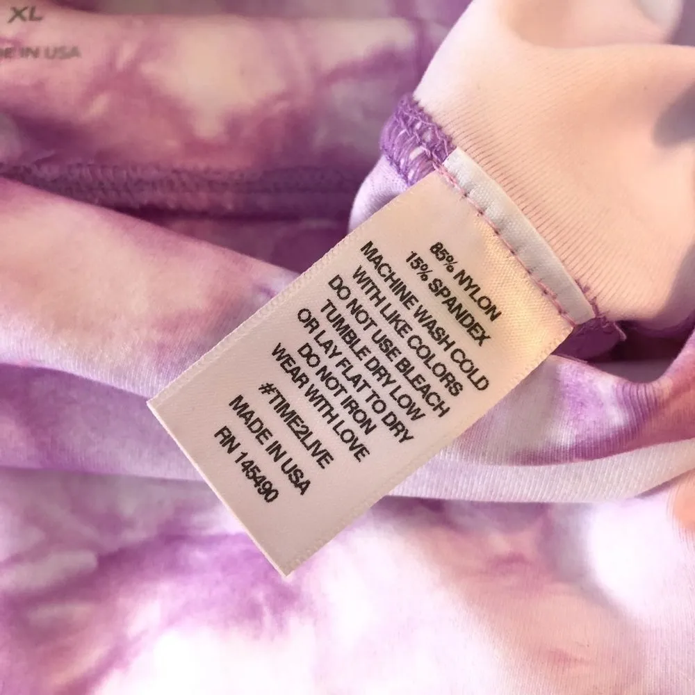 Electric & Rose Womens Leggings Activewear Tie Dye High Rise Stretch Purple XL - Image 4