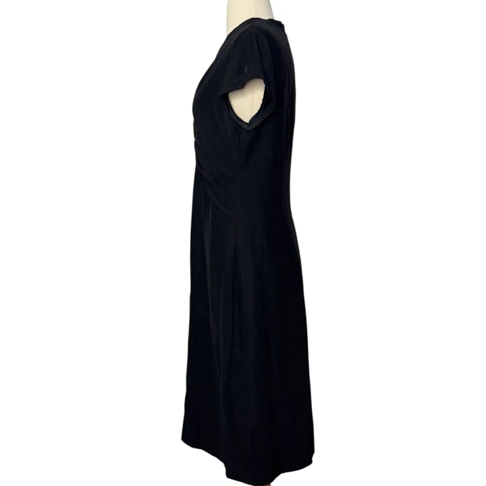 BANANA REPUBLIC Patagonia Bandha V Neck Silk Black Dress Front Twist Size 6 - Image 10