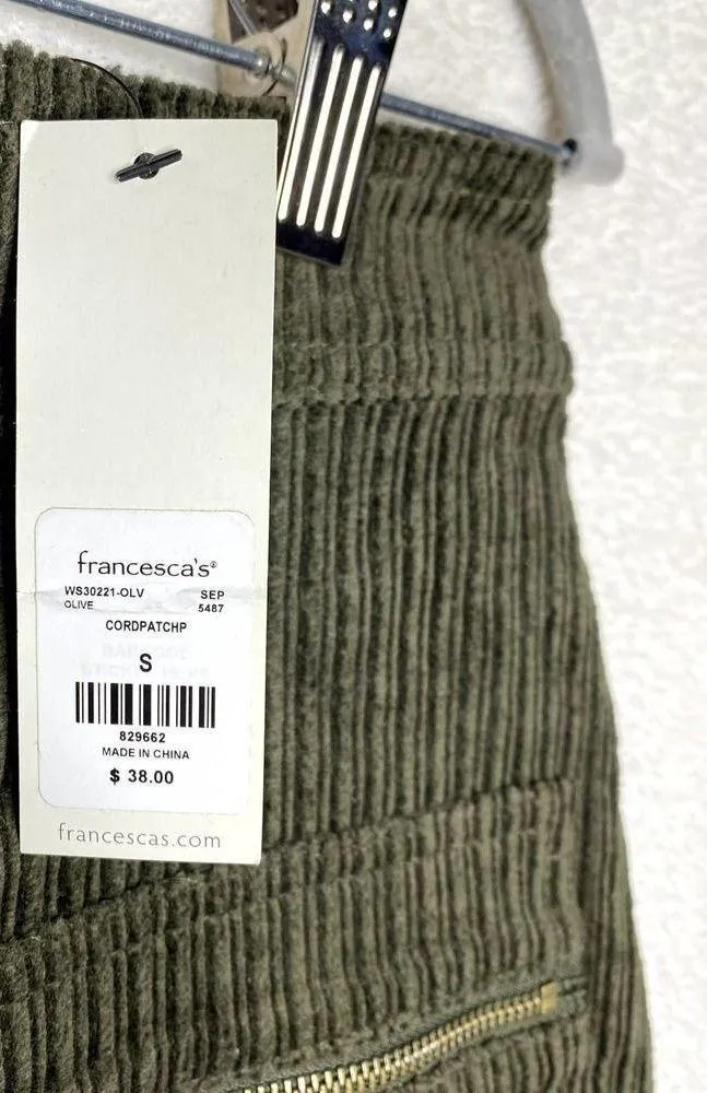Francesca's Mi Ami Tamm Zip Corduroy Mini Skirt Green Small New Academia Fall - Image 7