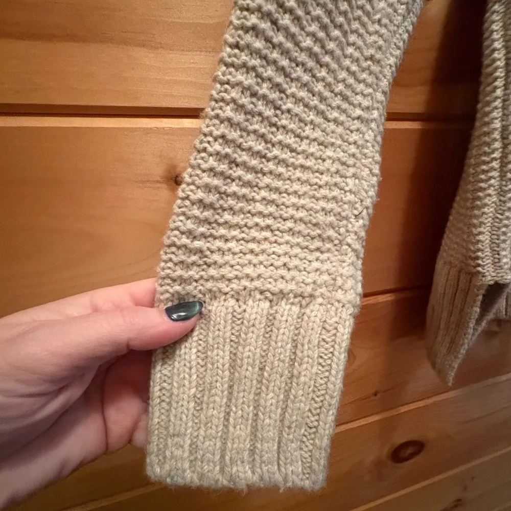 Madewell XS Tan Ribbed Turtleneck Tunic Knit Wool Alpaca Cozy Warm Sweater - Image 3