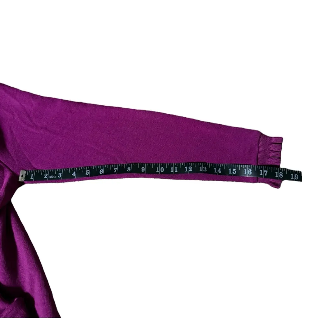Talbots Ruffle Trim Raglan Purple Sweater Gold Buttons Cottage Boho Size Medium - Image 5