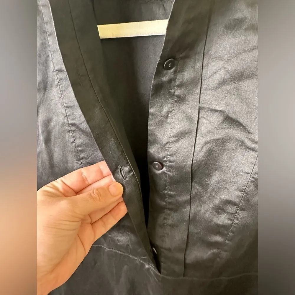 Jil Sander Top Womens 38 Silk Tunic Long Sleeve Blouse Designer Black - Image 4