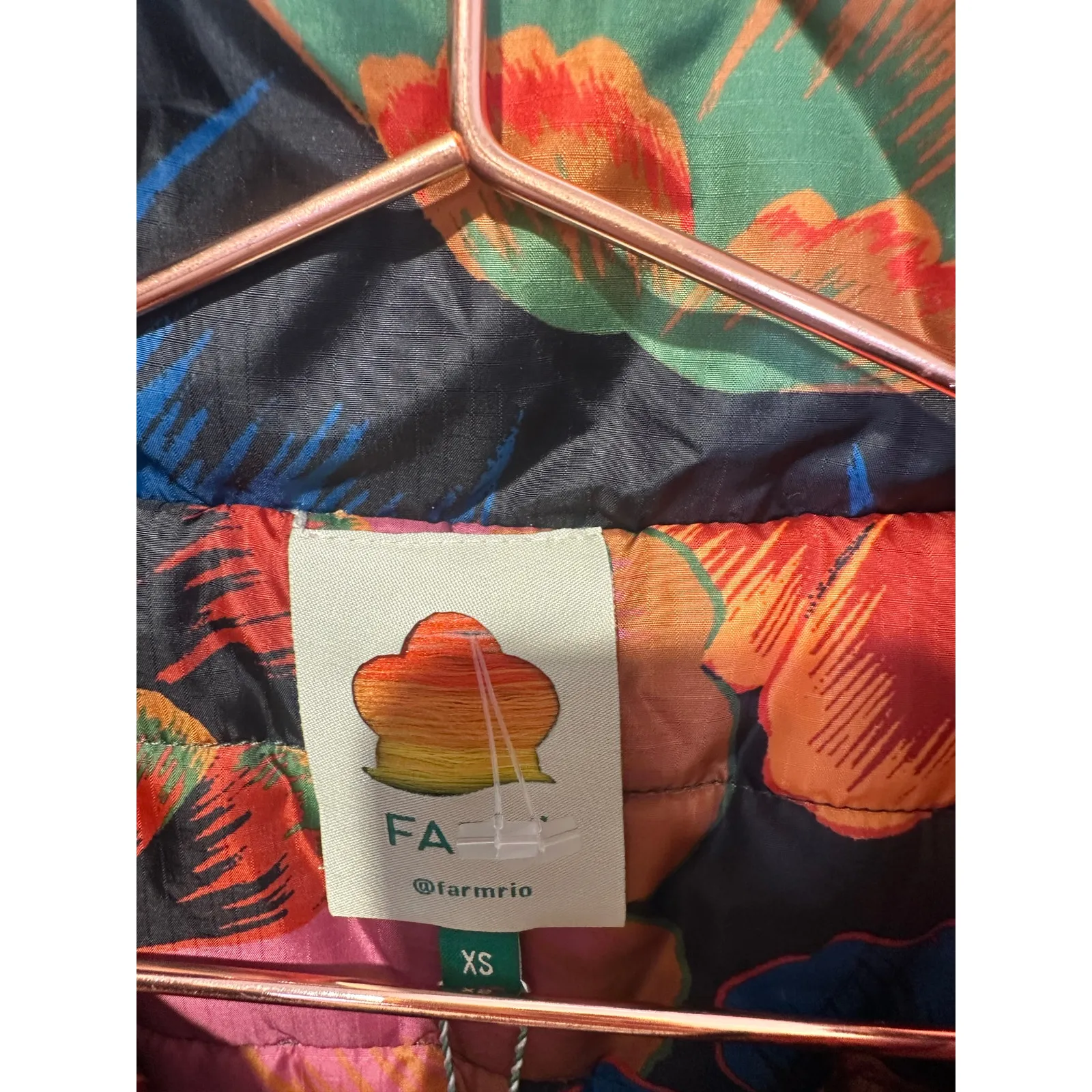 FARM RIO Wild Print Multicolor Reversible Belted Puffer Quilted Jacket size XS - Image 14