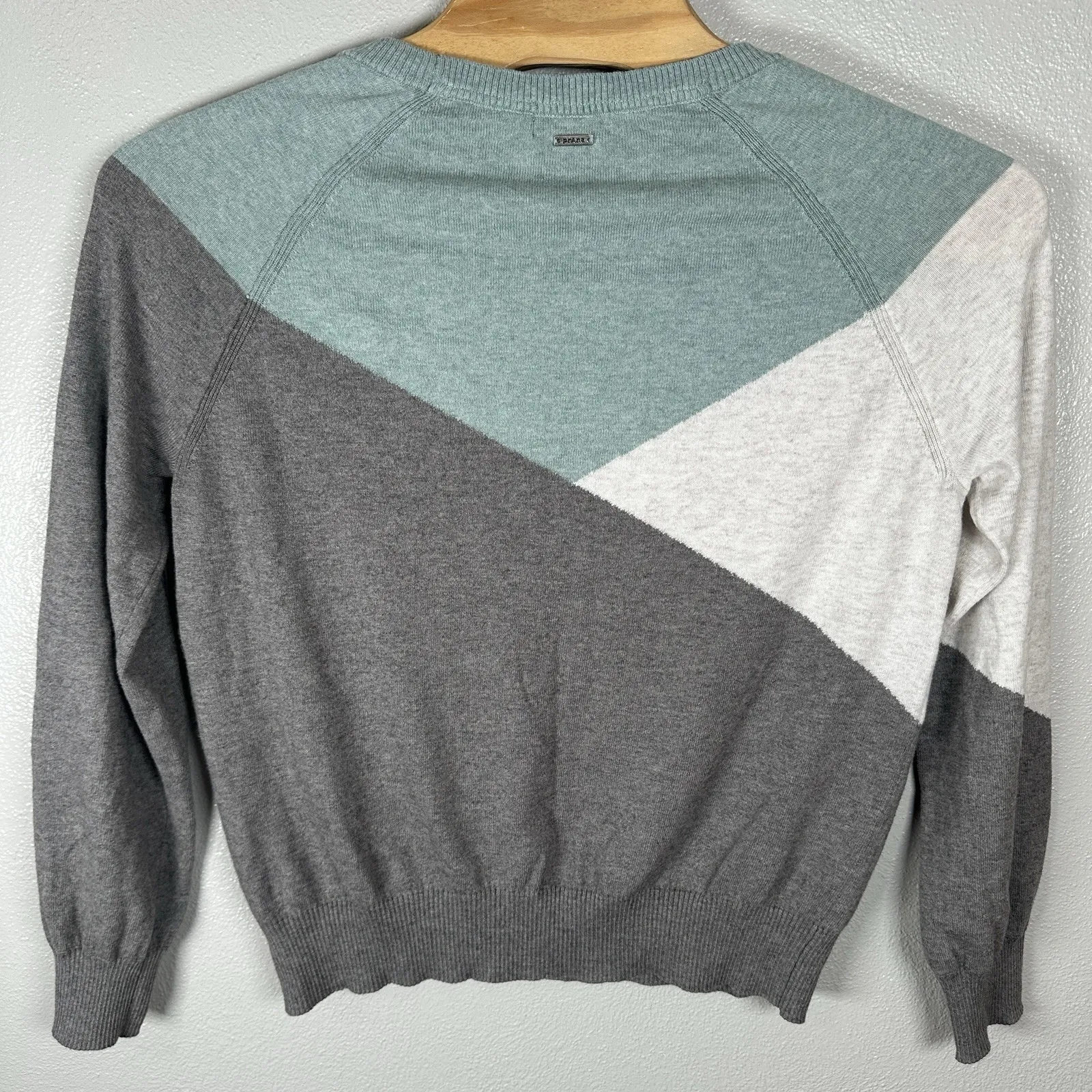 Prana Havaar Sweater Womens Sz XL Blue Gray Organic Cotton Merino Wool Pullover - Image 3