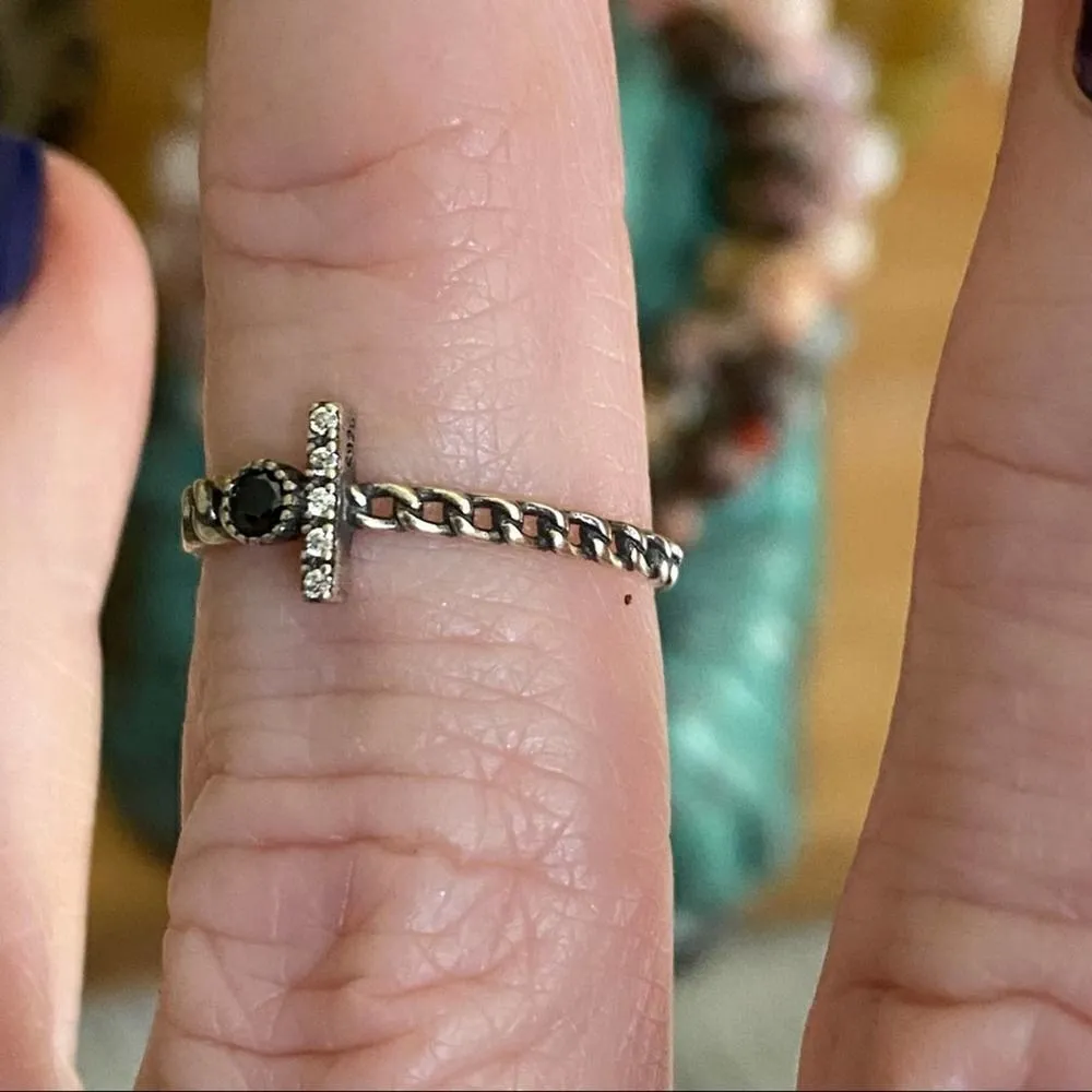 Chain Link CZ Adjustable Minimalist Ring Silver - Image 8