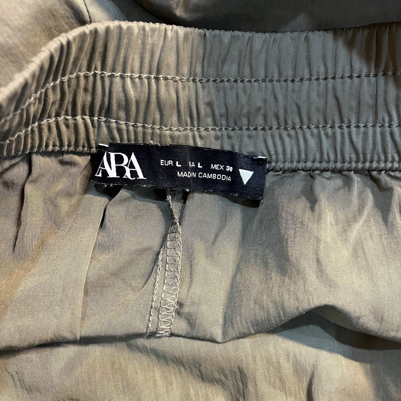 Zara Army Green Cinch Drawstring Skort Cargo Size Large - Image 6