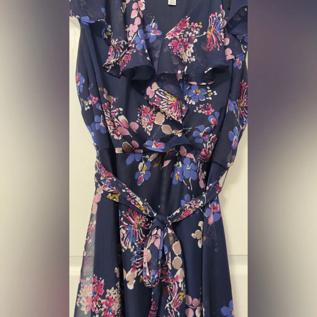 Karin Stevens Navy Floral Midi Dress - Image 3