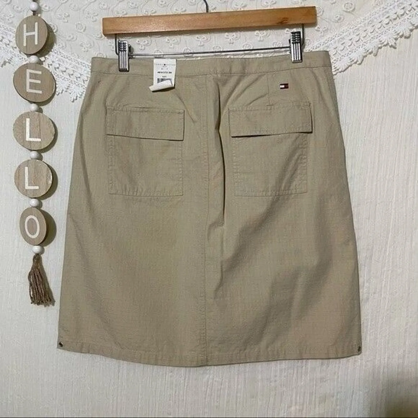 Tommy Hilfiger Skirt Short Pencil Cotton Casual Skirt Khaki Size 8 - Image 4