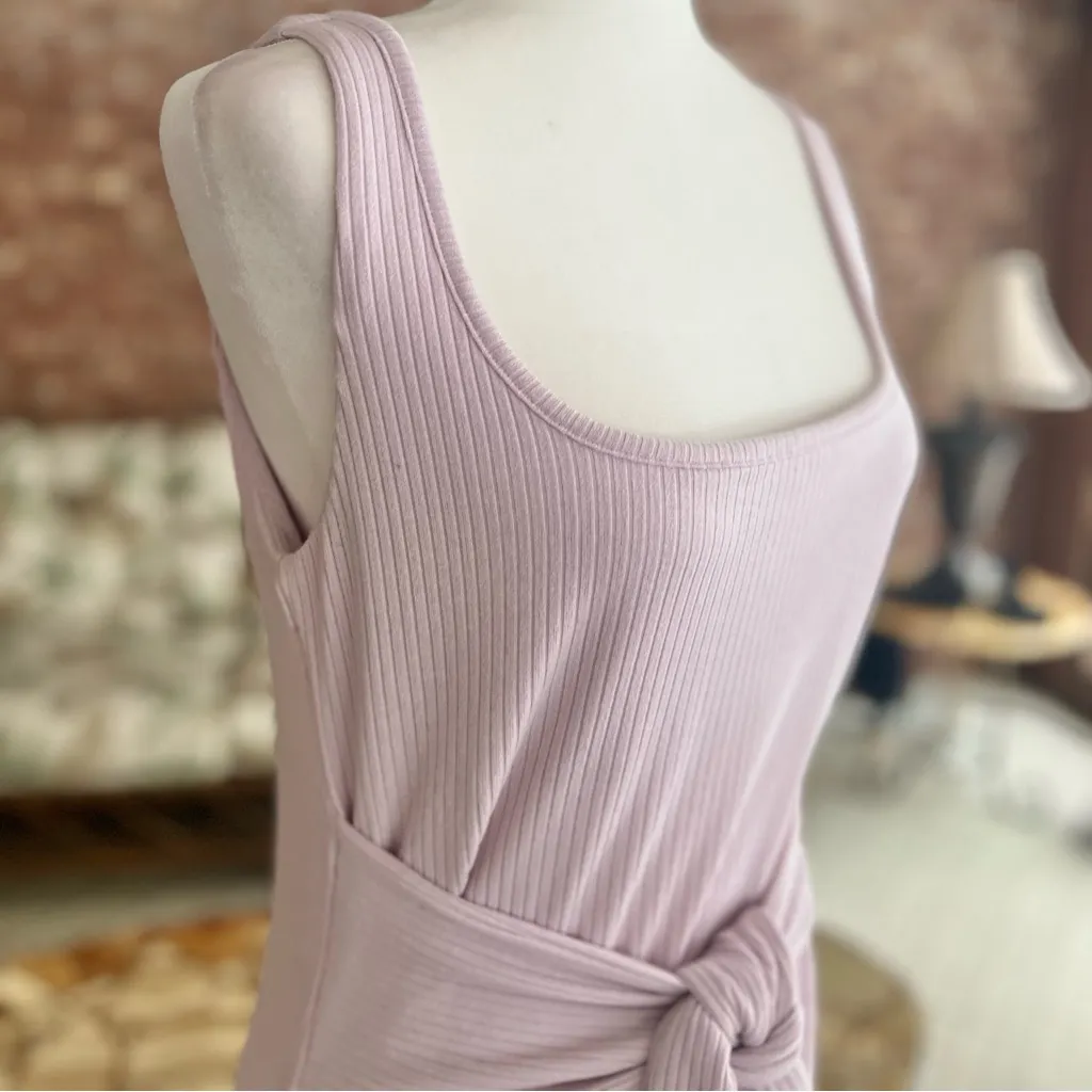 Sophie Rue Dress Ribbed Knit Bodycon Purple Lilac M Belted Sleeveless Party - Image 8