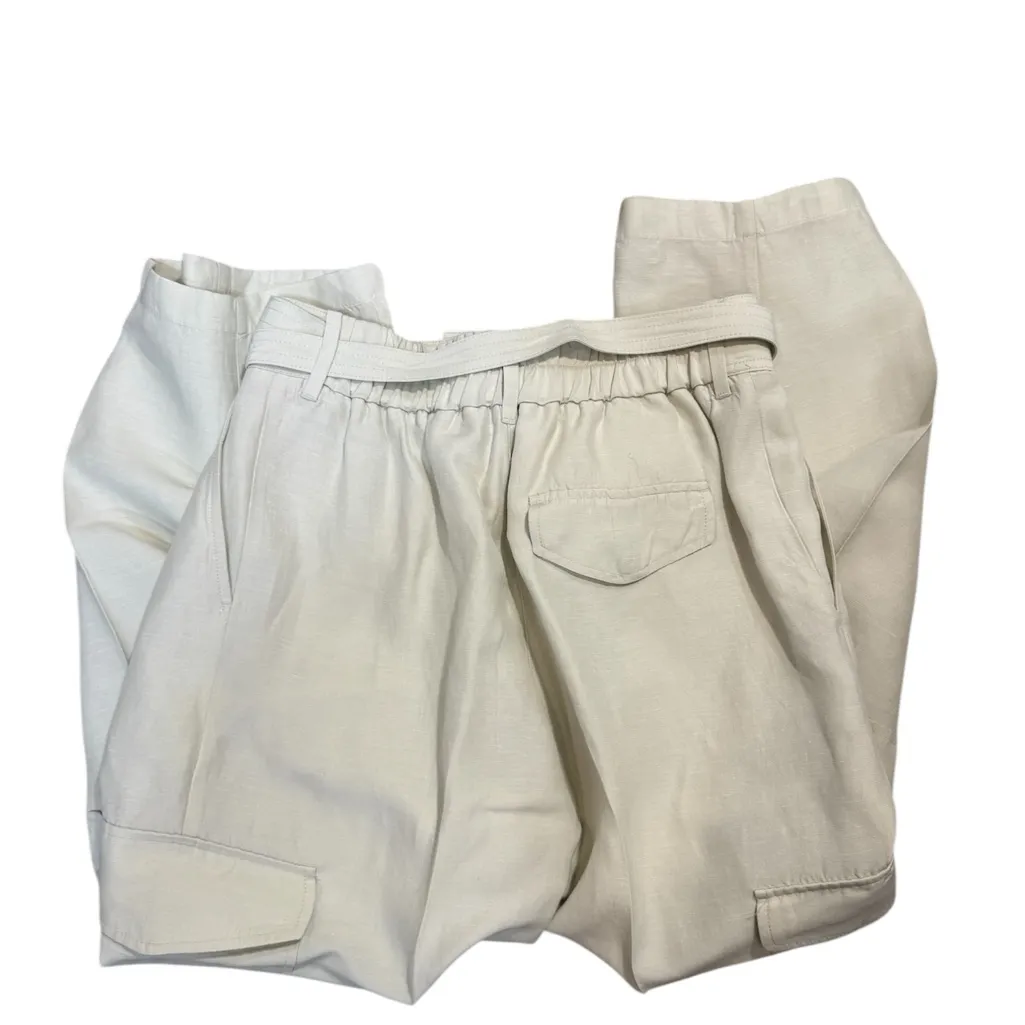 Aritzia Wilfred Kafka Linen High Rise Tie Waist Cargo Coastal Pants Size 8 - Image 7