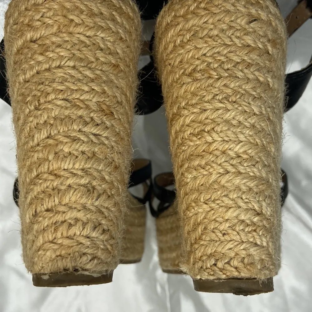 KRUSH Women’s Black Woven Strappy Open Toe Wedge Platform Sandals Size 6 - Image 6