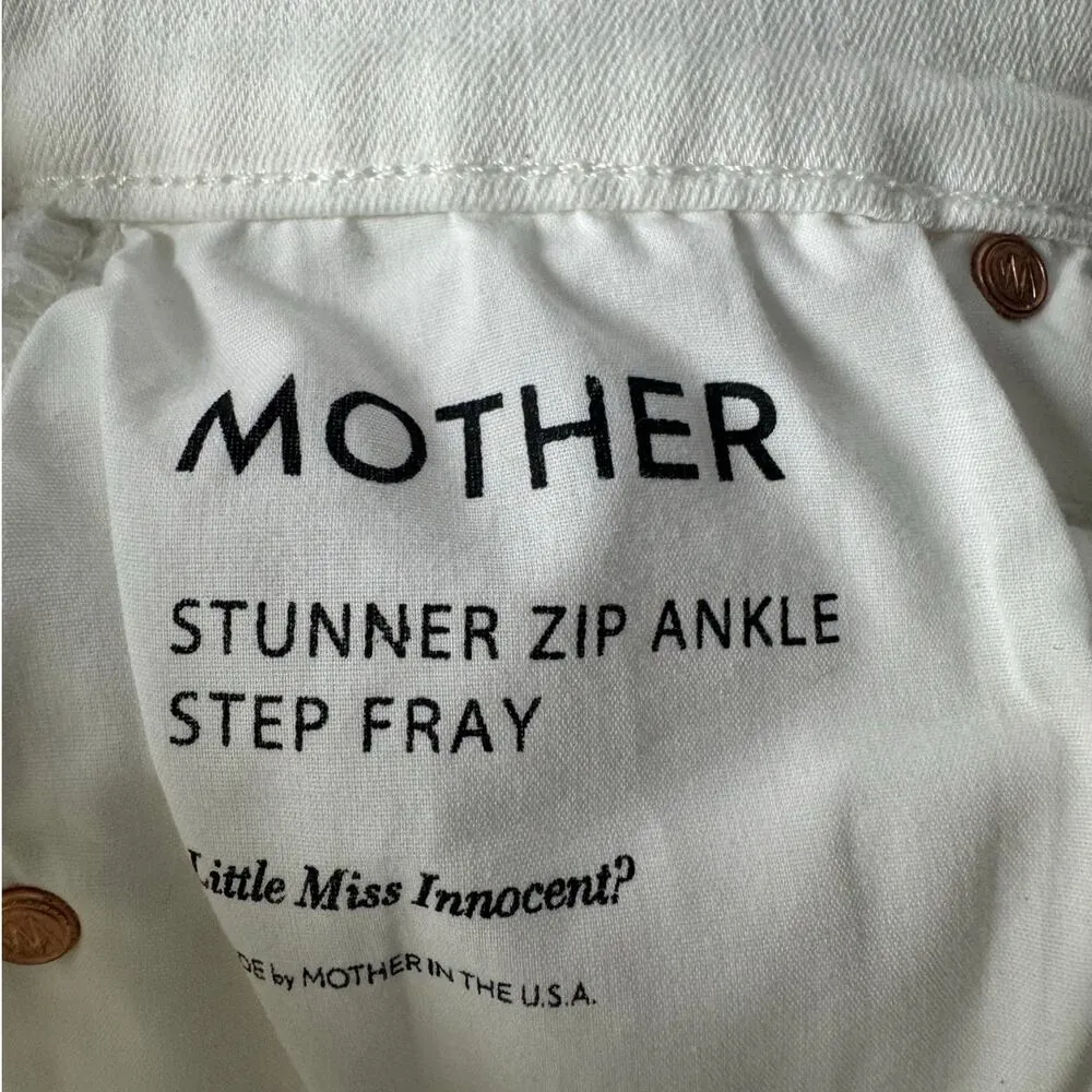 Mother Stunner Zip Ankle Step Fray Jean Women 26 Little Miss Innocent Distressed White - Image 5