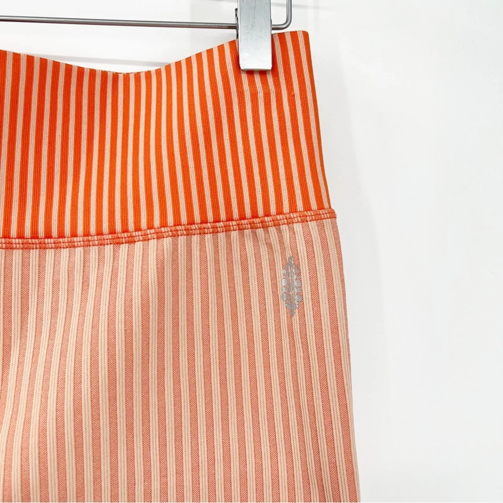 NEW Free People Movement High Waist‎ Ribbed Bike Shorts M/L Orange - Image 4