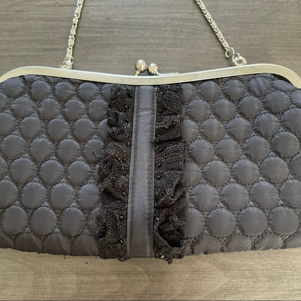 Liz Claiborne 1996 vintage black satin clutch shoulder bag - Image 2