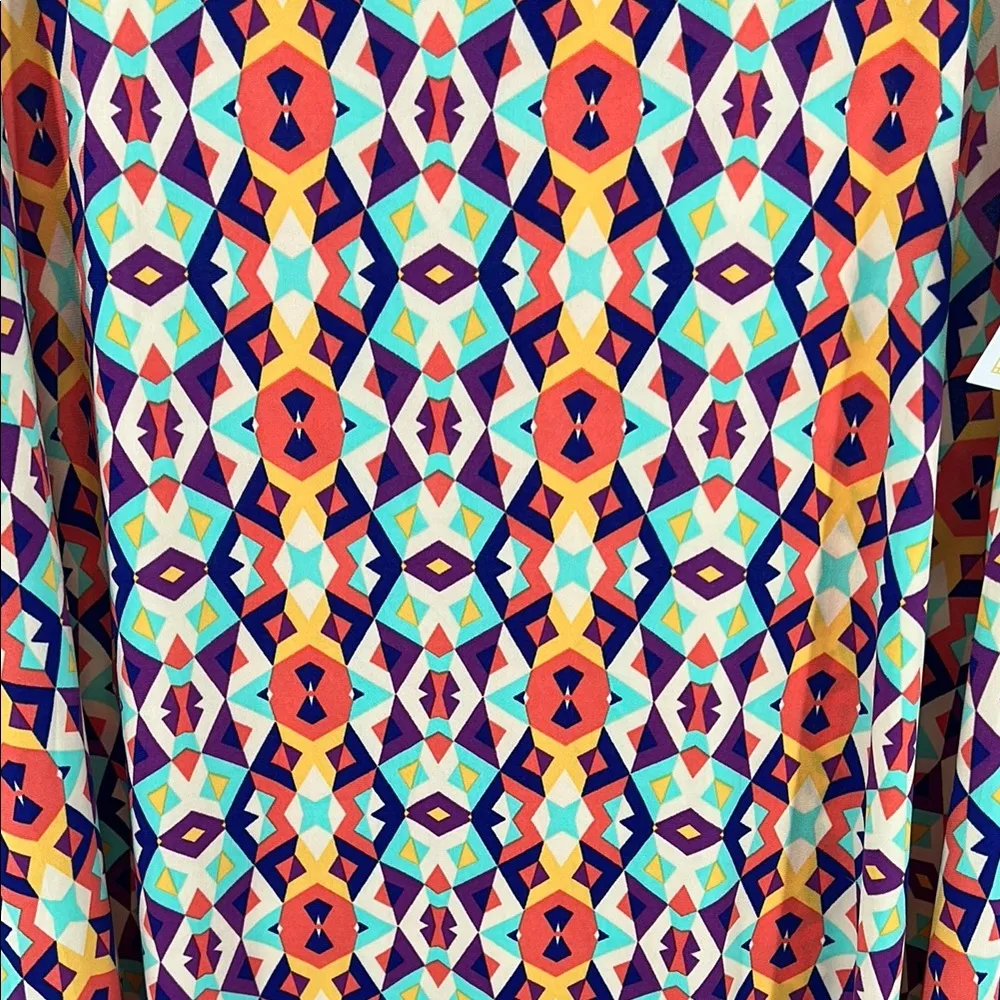 LuLaRoe Orange Black Maxi stretch Skirt Resort geometric colorful vacation 3XL - Image 5