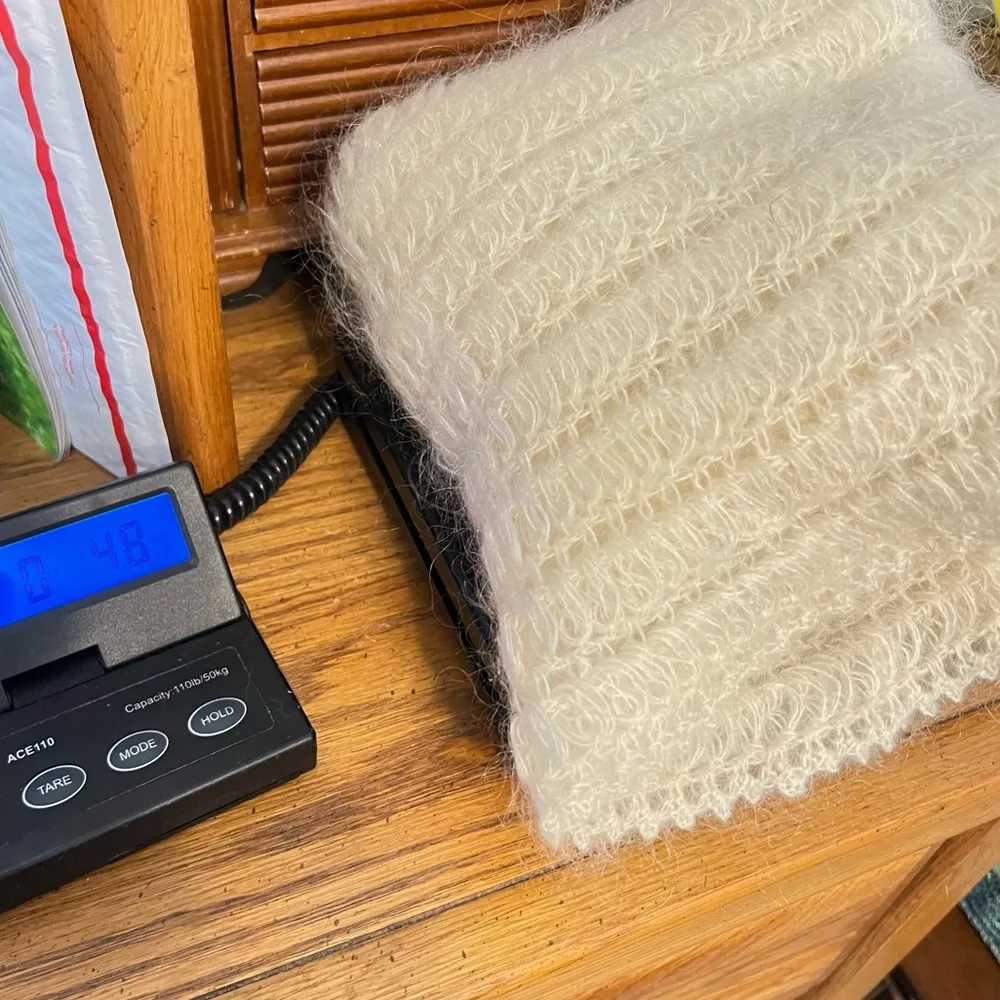 Central Park West Loose Knit Shoulder Wrap Shawl Shrug Mohair Blend Cream Ivory - Image 10