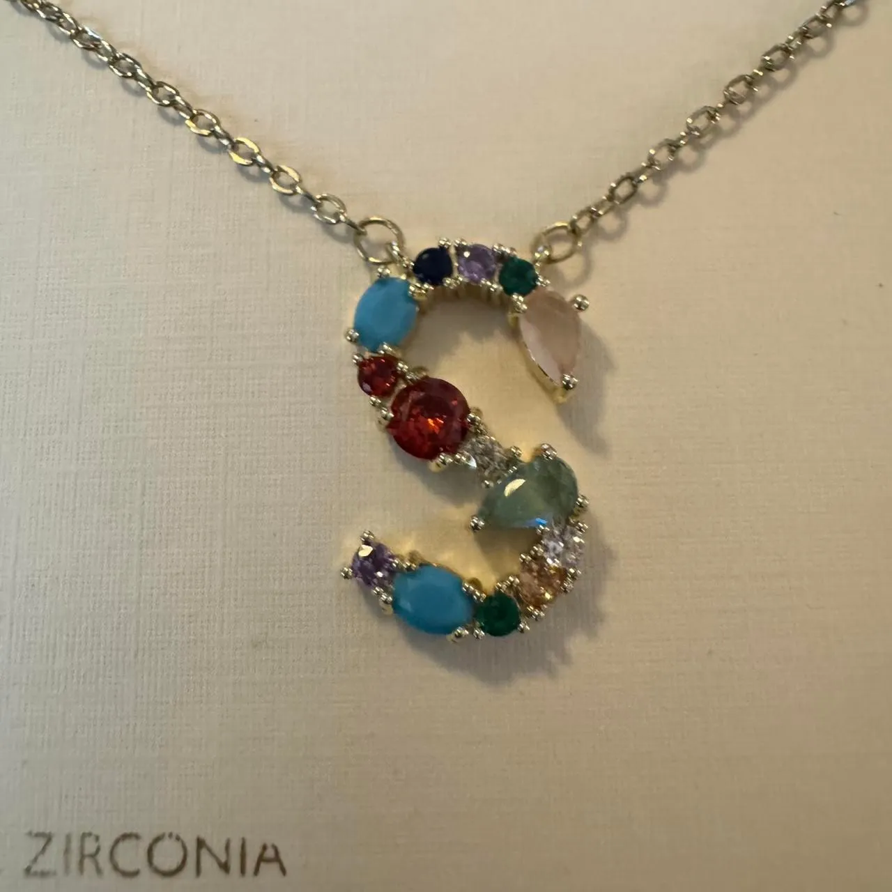 Paige Harper S Initial Necklace Cubic Zirconia 14K Flash Gold Plated NIB - Image 2