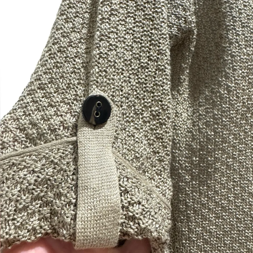 Classiques Entier Tan Open Knit Linen Blend Cardigan Sweater Size S - Image 4