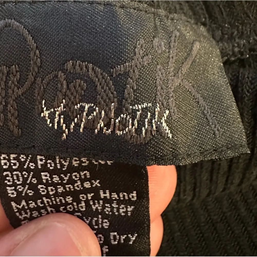 EUC 70’s Vintage hypnotik dress black geometrics abstract short sleeves Sz S Gold - Image 9