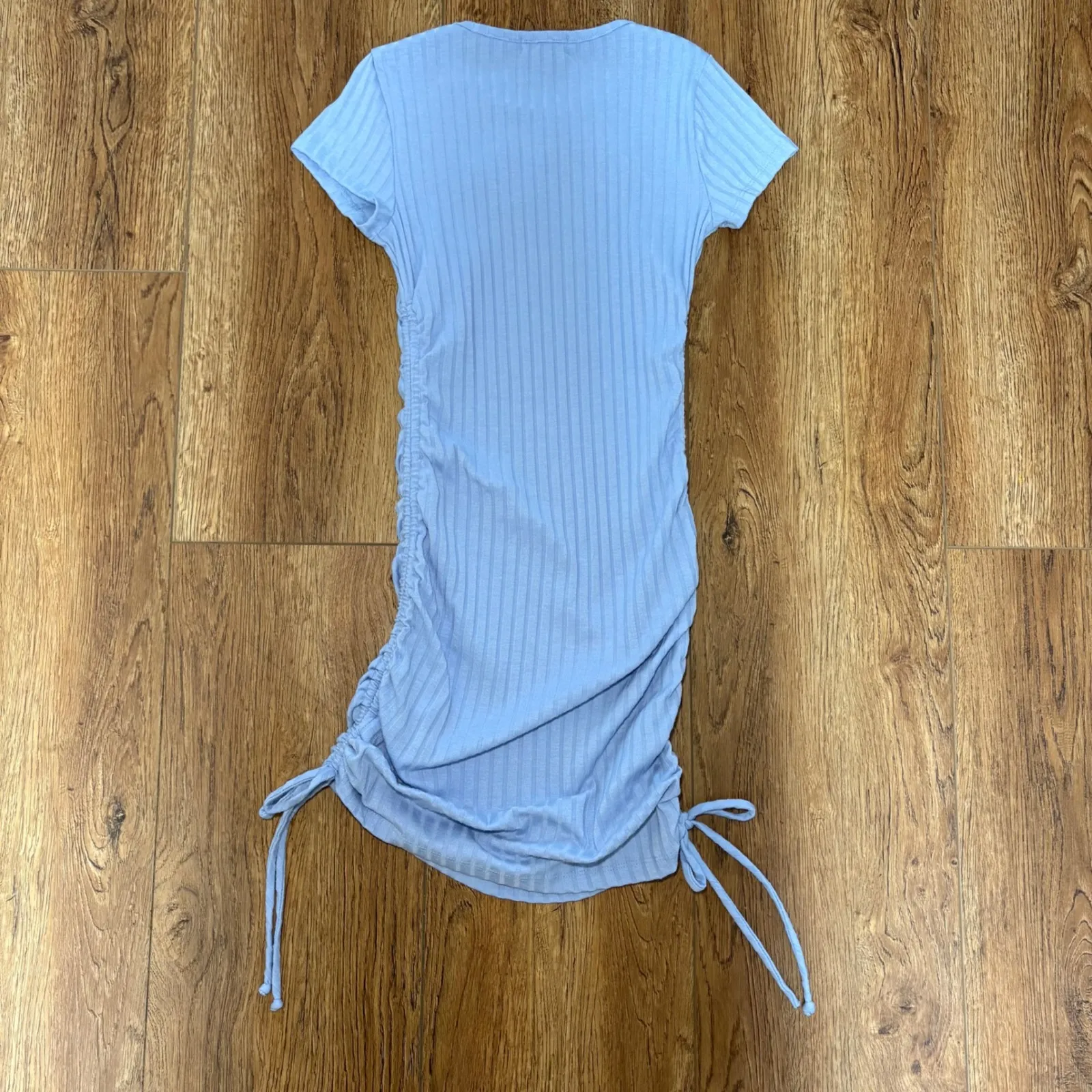 Altard State y2k Baby Blue Ribbed Ruched T-Shirt Dress Womens S Made in USA Mini - Image 8