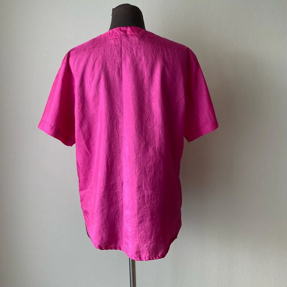 Ashleigh‎ Morgan sz S Short sleeve button down front with a pocket blouse Pink - Image 4