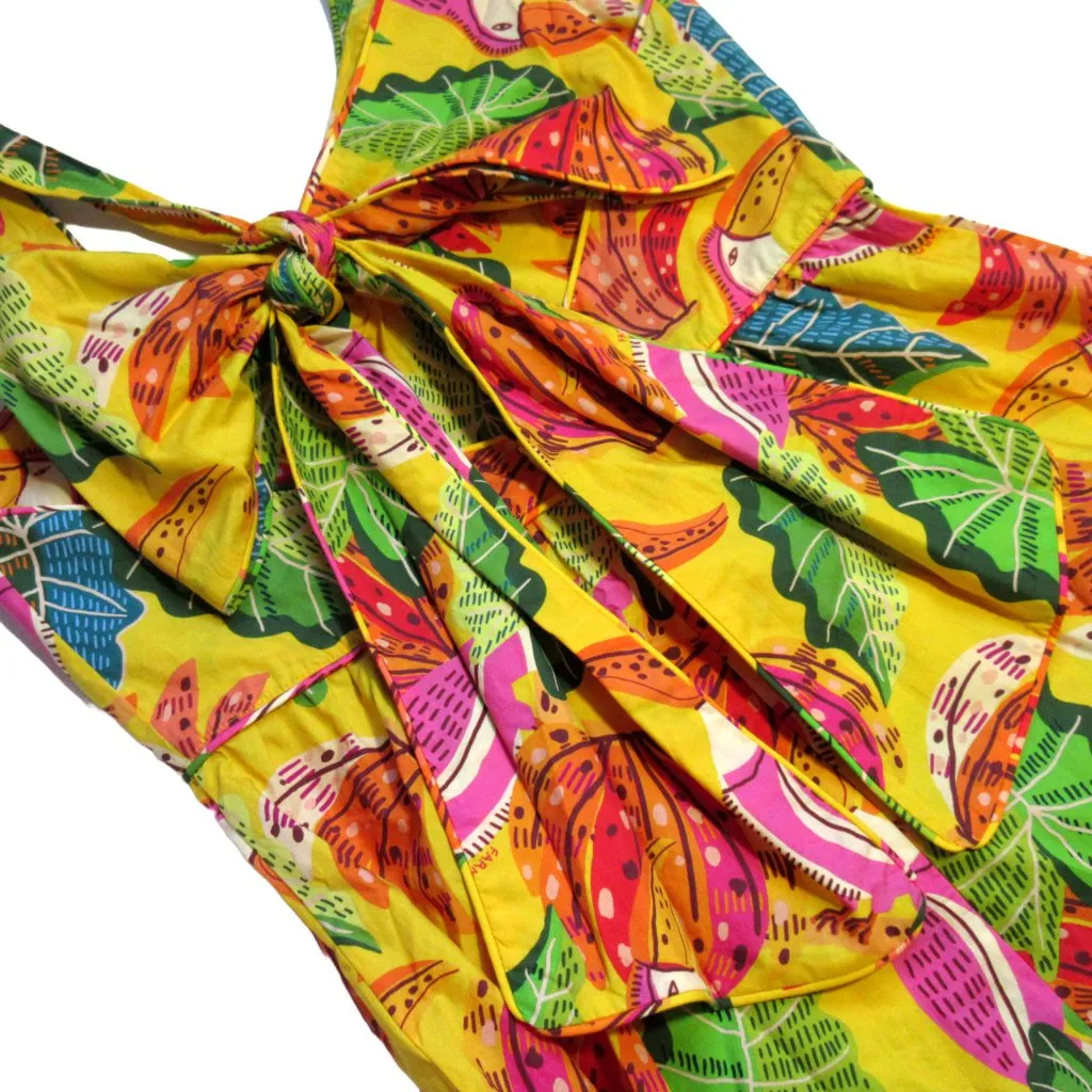 NWT FARM Rio Beaks & Bananas Maxi in Yellow Cotton Bow Back Tank Dress M $235 - Image 10