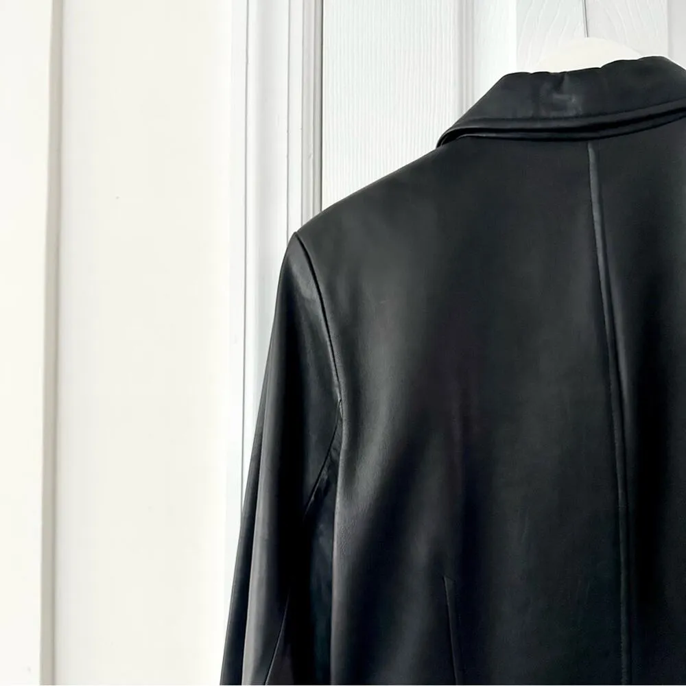 Reaction Kenneth Cole Black Leather Vintage Y2K Button Up Blazer Jacket Large - Image 12