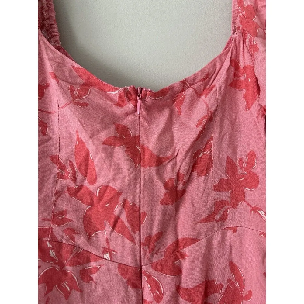 Mika & Gala Pink Floral Ruffle Mini Dress Size Small Preppy Summer Vacation - Image 8
