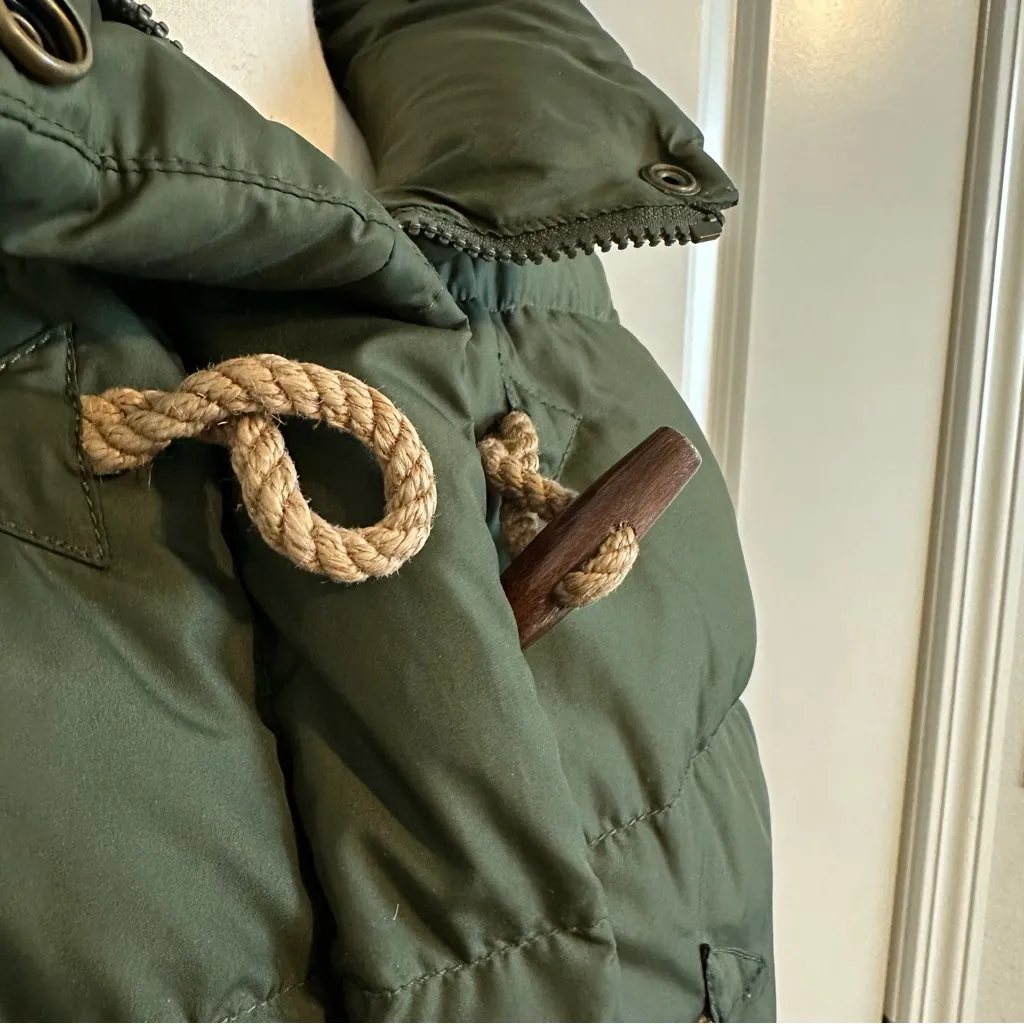 J.Crew Women's XS Green Quilted Down‎ Puffer Vest Toggle Rope Outdoor Layer - Image 2