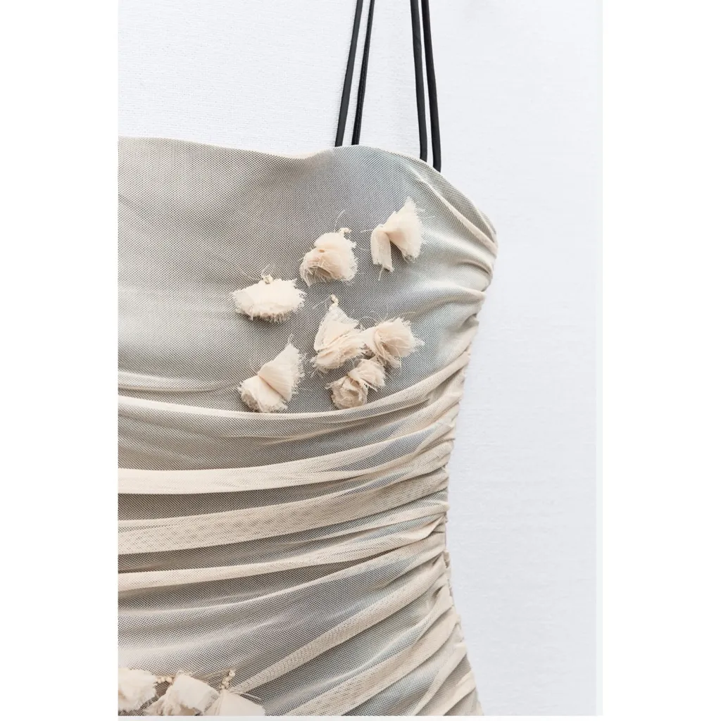 Zara 3D Floral Tulle Dress NEW - Image 3