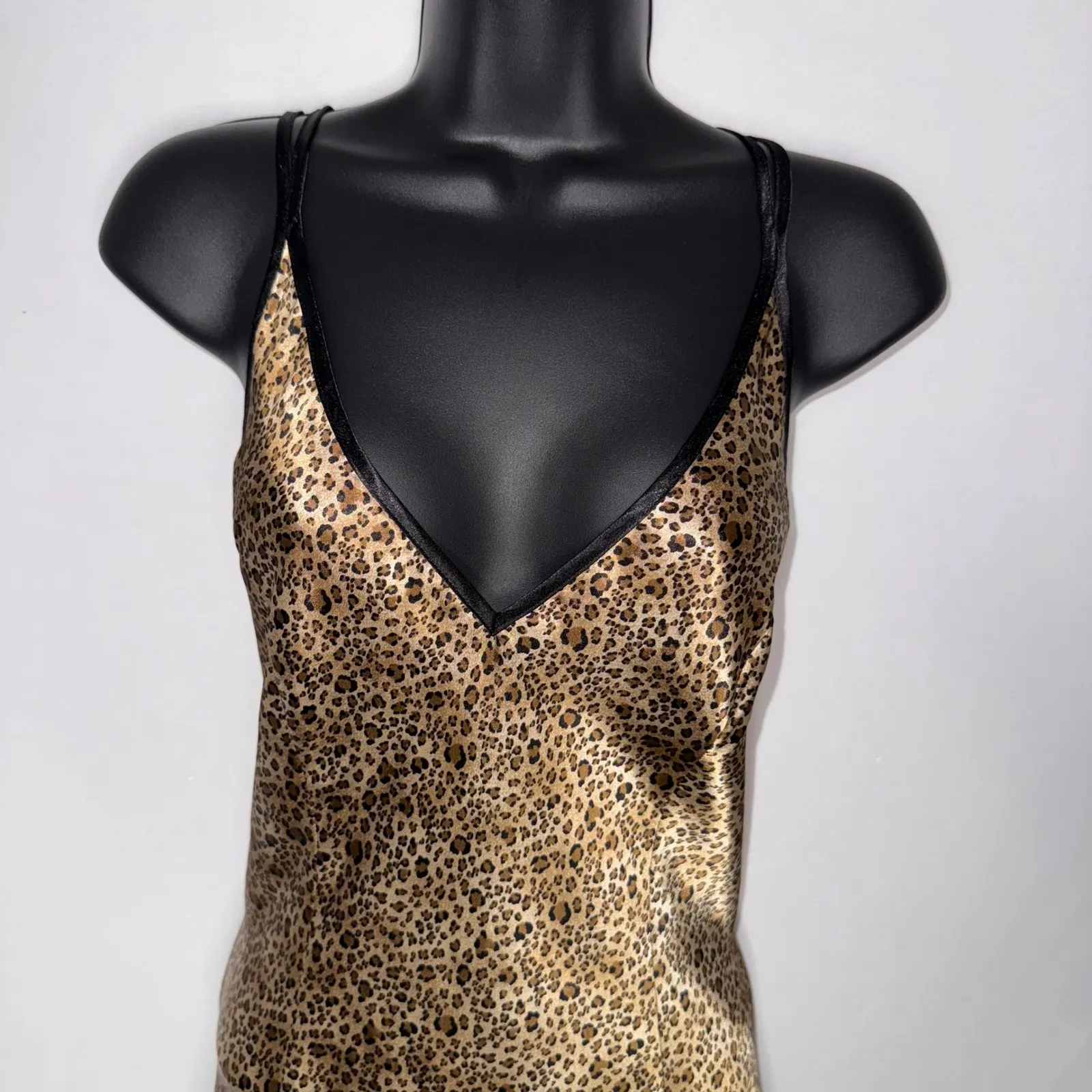 Leopard Print y2k Double Strap Silky Chemise Slip Dress Lingerie Size M - Image 6