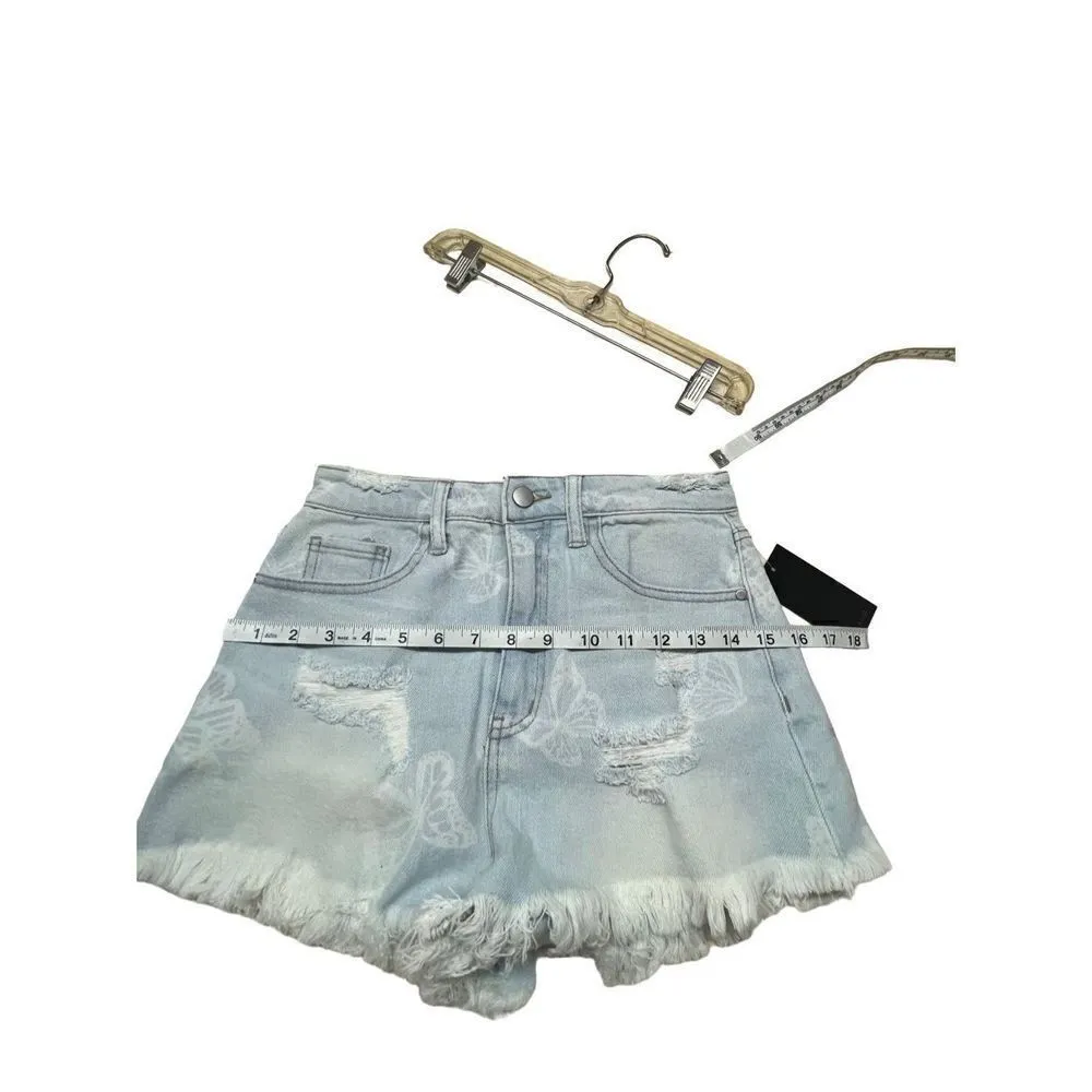 Material Girl * distressed* Fringe hem * Denim Shorts Sz 5 NWT - Image 6