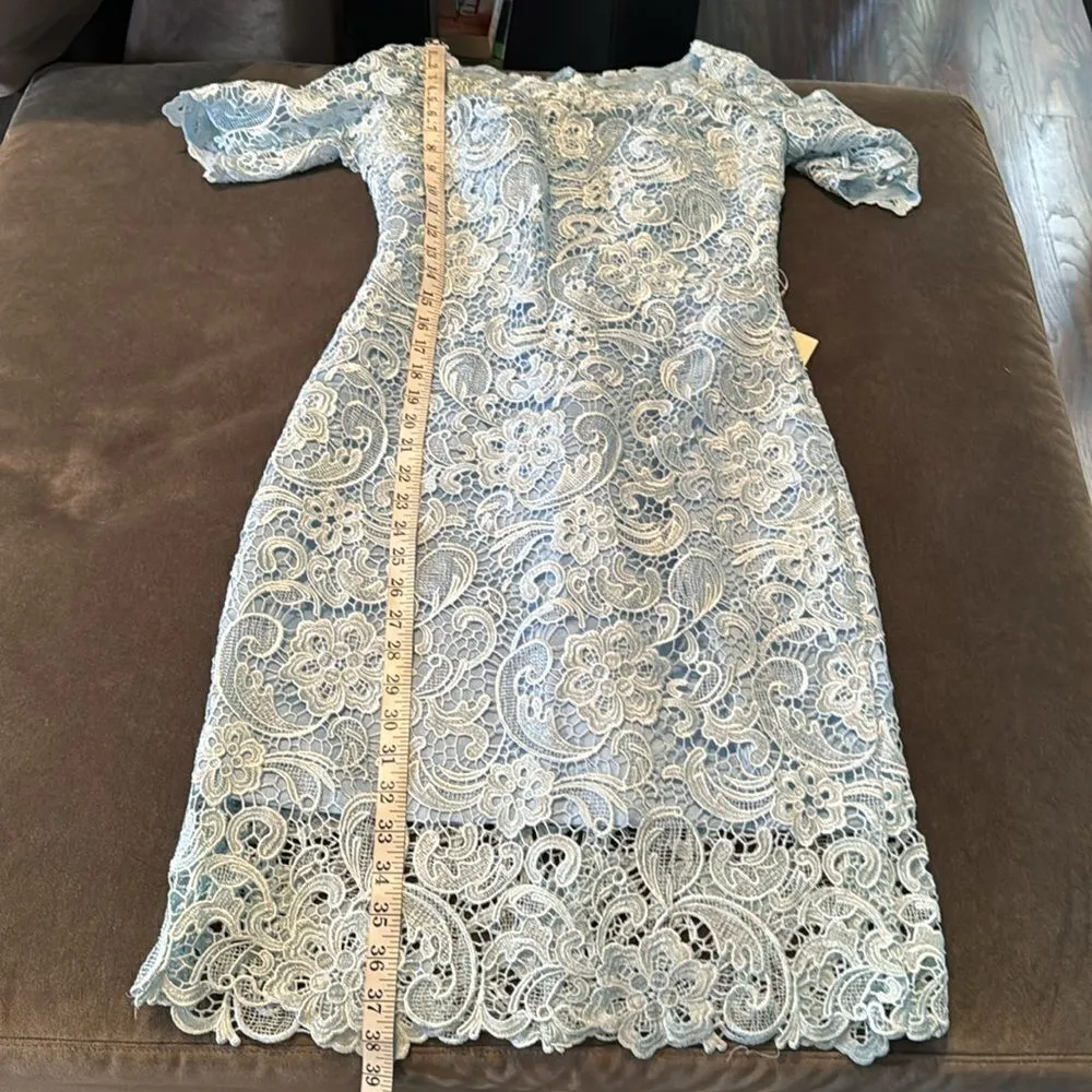 Women’s Blue Short Formal Party Dress Zip Up Back Half Sleeve Size 4 NWT - Image 11