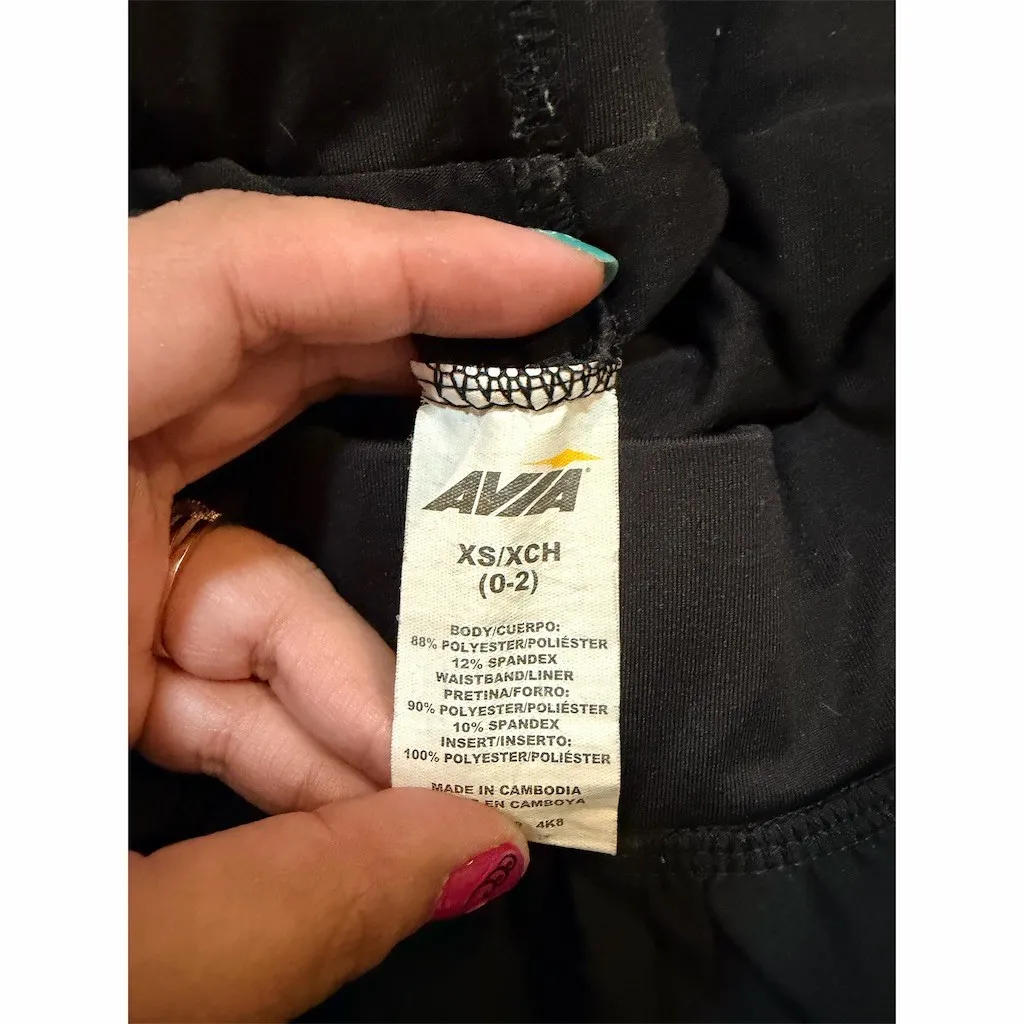 Avia Running Shorts Womens XS Black White Side Stripes Built-In Liner - Image 2