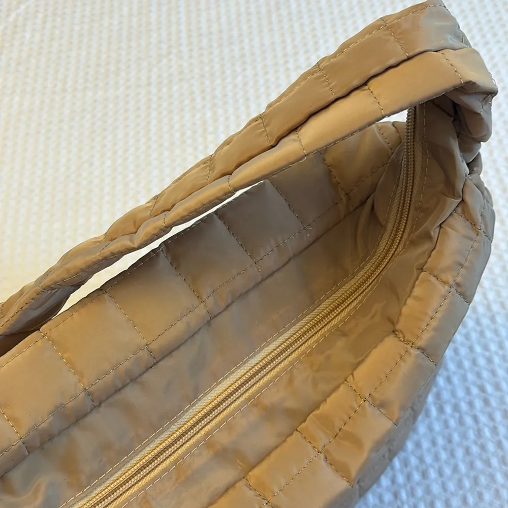 NEW! Tan Quilted Tote Bag Lightweight Nylon Oversized Active Boho Streetwear - Image 8