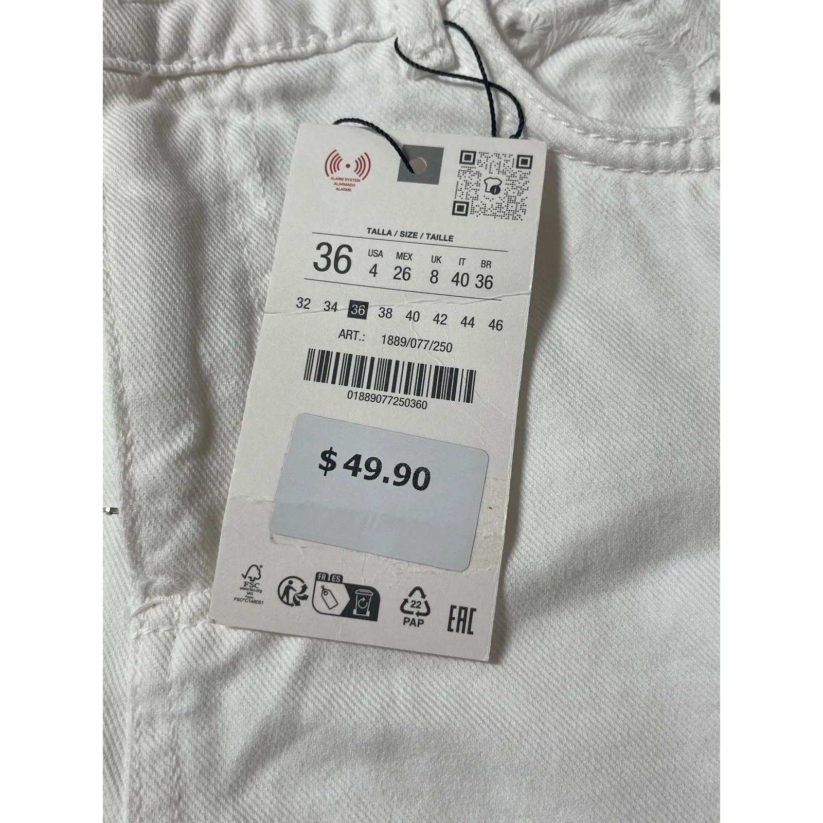 NEW Zara Women's White High Waisted Straight Y2k Mini Denim Jean Shorts Size 4 - Image 6